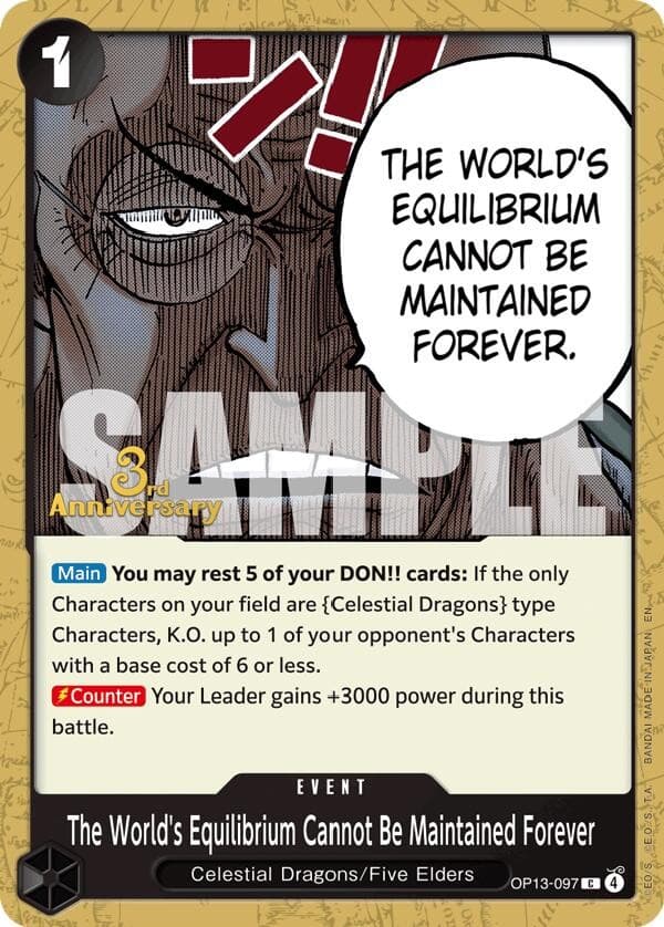 The World's Equilibrium Cannot Be Maintained Forever (3rd Anniversary Stamp)